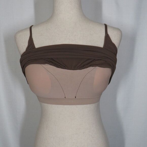 OGL Eco SkinKiss Brown  Ruched Padded Shelf Bra Brami Tank Top Size XS - Picture 3 of 8